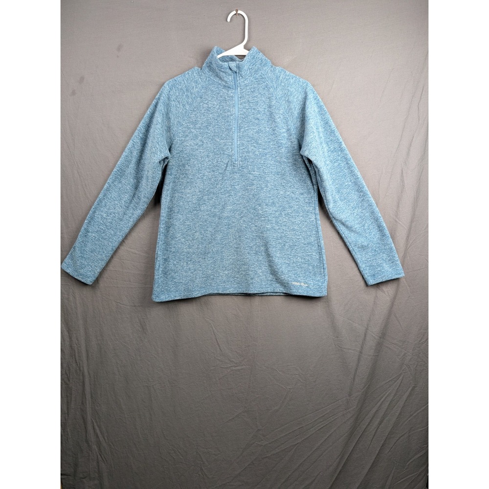 Eddie Bauer Womens Blue Heathered Fleece 1/4 Zip Pullover Sweater Size M